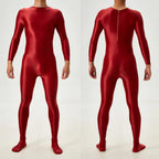 Candy Color Oil Glossy Full-Body Shaping Bodysuit Satin Smooth Leotard