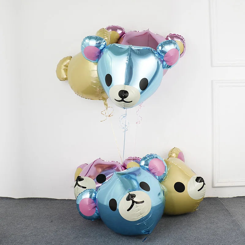 4D Transparent Baby Shower Boy Girl Bear Bubble Ball Kids 1st Birthday Party Blue Pink Helium Balloon Gender Reveal Decoration