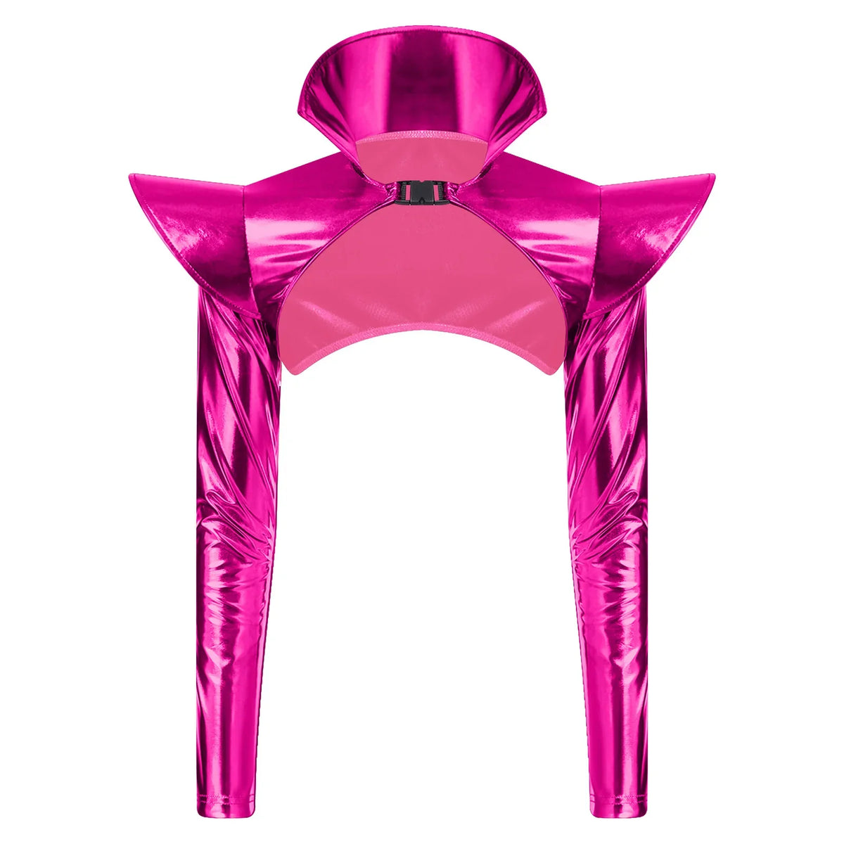 Metallic Shoulder Armor Shrug Crop Top & Sleeves Futuristic Pauldron Stage Costume