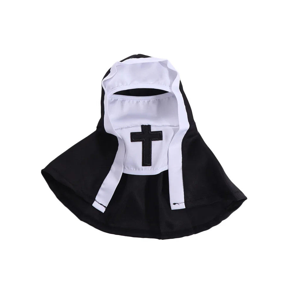 Cat Puppy Pet Nun Cloak Role Play Soft Pet Cat Halloween Costumes Black/white Breathable Cat Cosplay Costume Sets Cosplay Dress