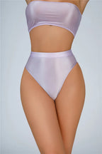 High-Waist Oil Glossy Sheer G-String Thong Satin Smooth Seamless Briefs