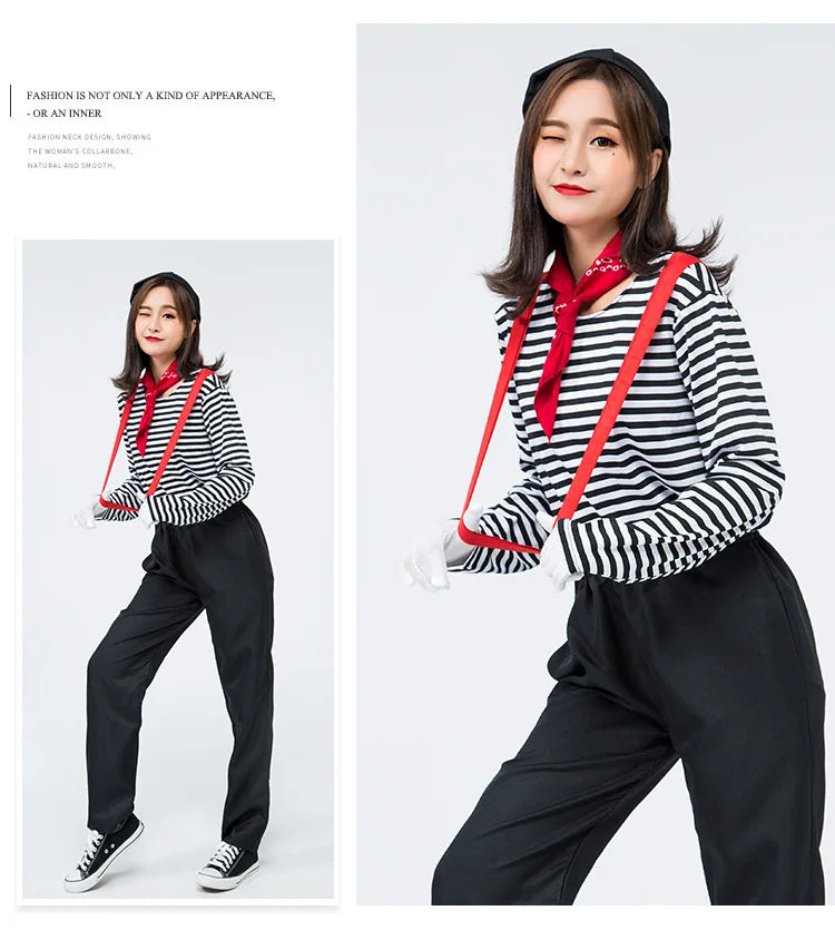 Mime Actors, Couples, Clown Costumes, Men and Women's Game Costumes, Japanese Halloween Comical Performance Costumes, JUPAOPAO - Big Tim's Magic Emporium