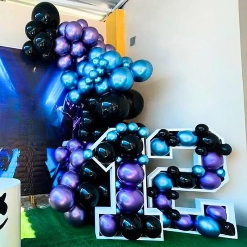Parti Birthday Decoration Purple Balloon Garland Arch Kit Compatible With Video Game Party Metallic Chrome Blue Purple Balloon - Big Tim's Magic Emporium
