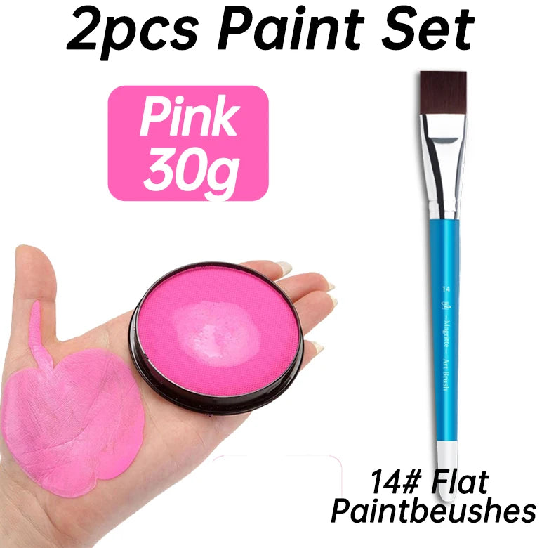 2pcs Water Based Paint Set for Halloween Makeup with Brushe for Clown,Makeup,Cosplay,Party,Theater - Big Tim's Magic Emporium