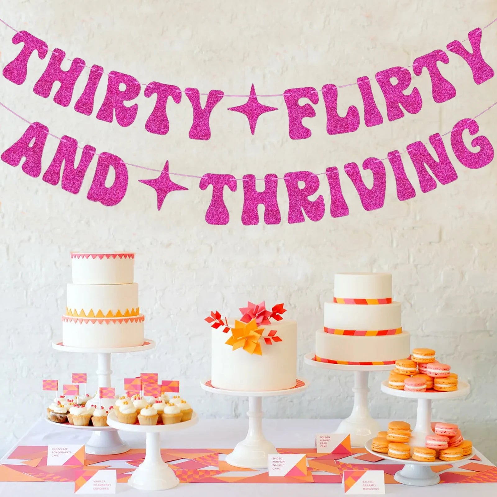 Hot Pink Thirty Flirty And Thriving Banner Talk Thirty to Me Banner for Women's 30th Birthday Party Decorations - Big Tim's Magic Emporium