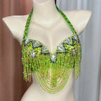 The Stardust Prism Sirena – Deluxe Beaded & Sequined Belly Dance Bra Top