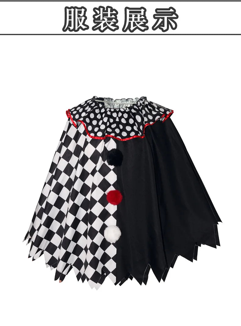 Horror Clown Cos Costume Halloween Women's Black and White Cloak Masquerade Adult Cosplay Role-playing Costume - Big Tim's Magic Emporium