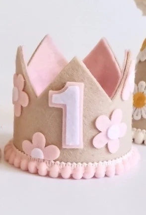 Neutral party hat, 1st birthday, 2nd birthday crown, Cake smash prop, birthday crown, party hat, first birthday girl, boy. - Big Tim's Magic Emporium