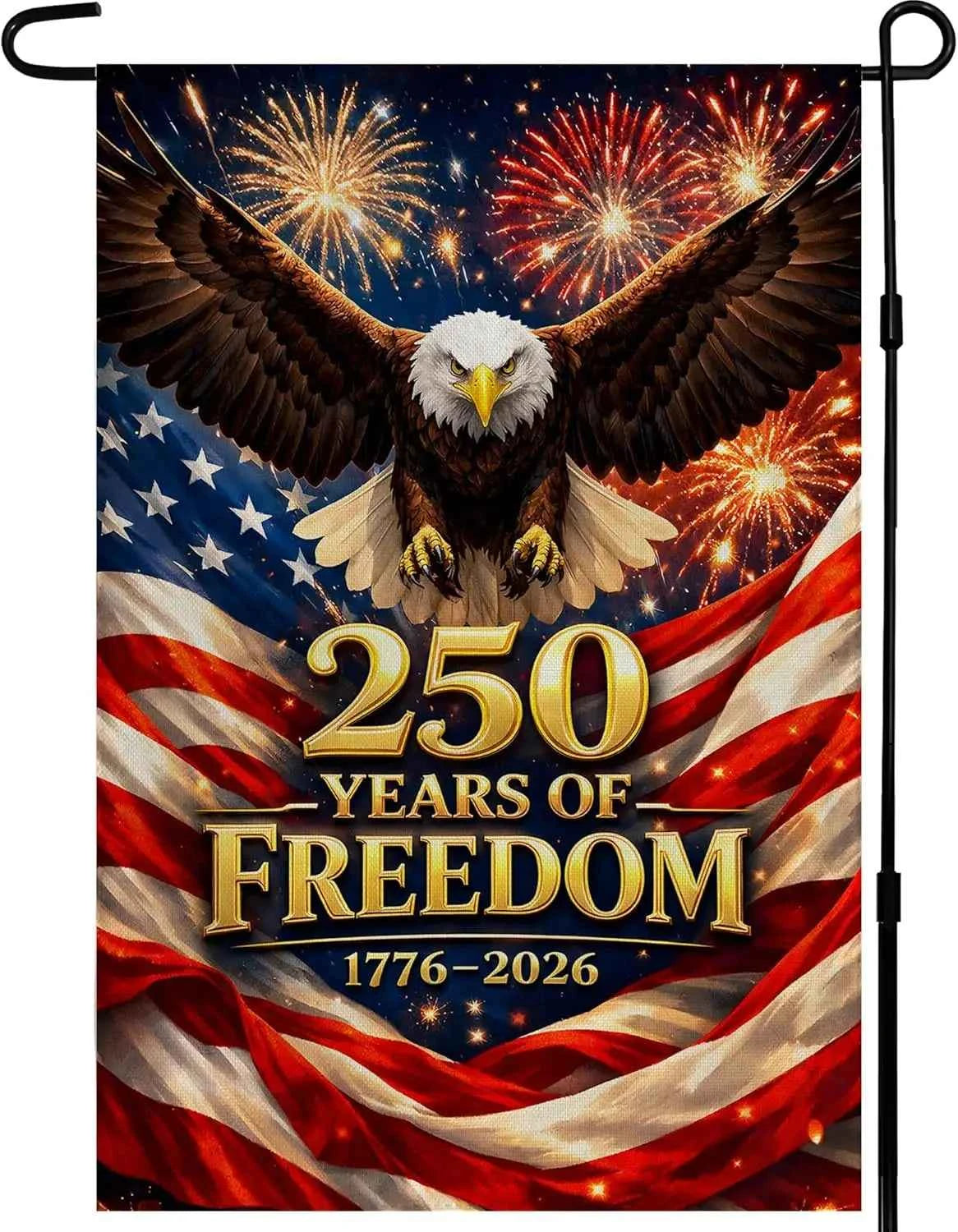 4th of July Decorations - America 250th Anniversary Garden Flag | 250 Years of Freedom Patriotic Banner, Fourth of July Acce YYQ