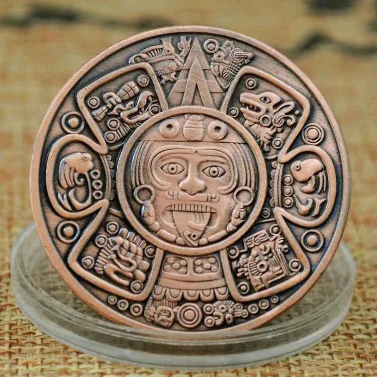 Souvenir Coin  Ancient Bronze Platted Mysterious Collectibles Coin Mexico Mayan Commemorative Coin