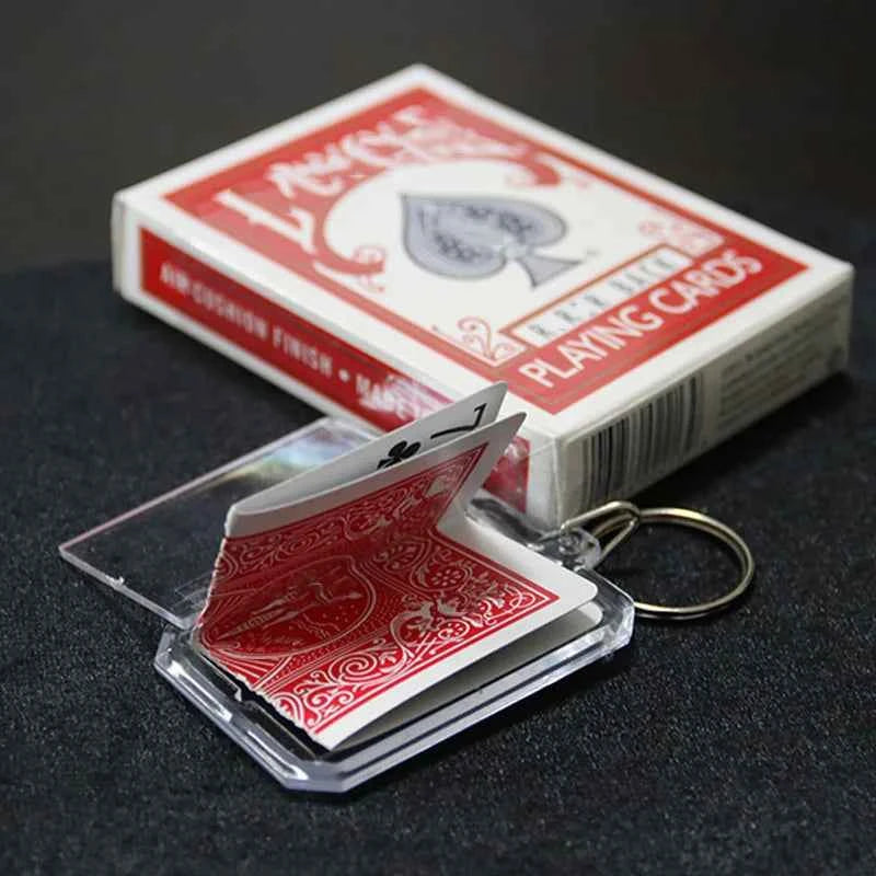 Keychain Switch Card Magic Tricks The Signed Card Folded in Keychain Playing Card Prediction Close Up Street Illusions Gimmicks