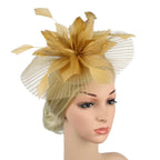 Women's Feather Flower Fascinator Hat with Bridal Net Veil