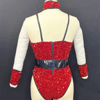 Sequined Rhinestone Bodysuit & Gogo Dance Performance Outfit