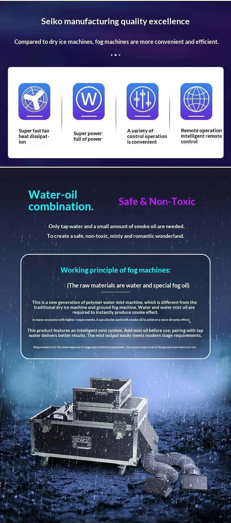 Water mist machine, stage smoke machine, wedding props, floor smoke machine, bar high-power smoke sprayer