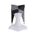 Jester Costume Hat Women Harlequin Jester Halloween Party Fancy Chessboard Lattice Jester Cap With Gold Bells Headpiece - Big Tim's Magic Emporium