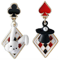 Queen Of Hearts Poker Earring, Star Hat Rabbit Clock Magician Casino Costume Accessories, Cute Asymmetrical Unique Dangle Drop Earrings Gift for Women