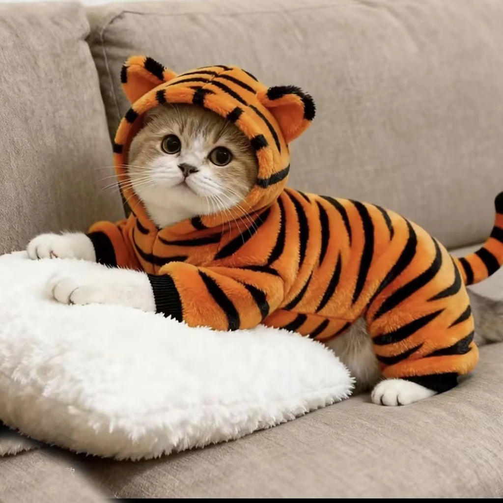 Autumn Winter Pet Costume Sets Cat & Dog Tiger Transformation For Warmth Four-legged clothing Teddy, Chihuahua, Bulldog Outfits.