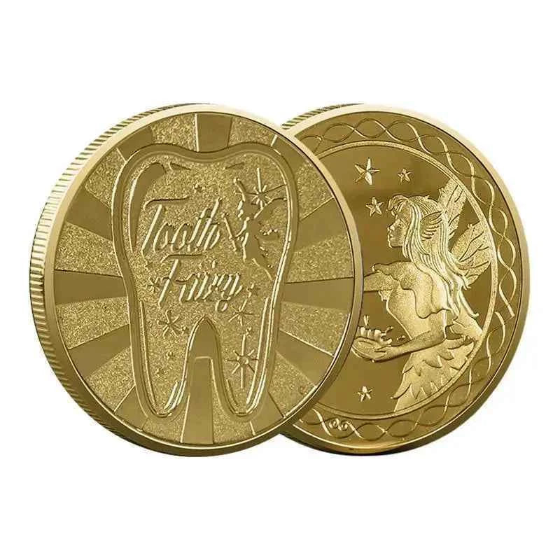 Tooth Fairy Gold Plated Commemorative Coin Creative Kids Tooth Change Gifts Physical Metal Coin Crypto Commemorative Coin