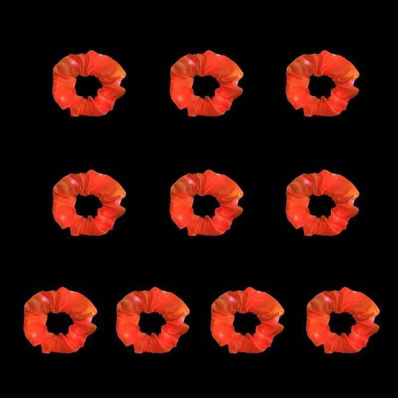100pcs LED Scrunchies Girl Luminous Flashing Hair Scrunchy Light Up Hairbands Party Favors Glow In The Dark Supplies