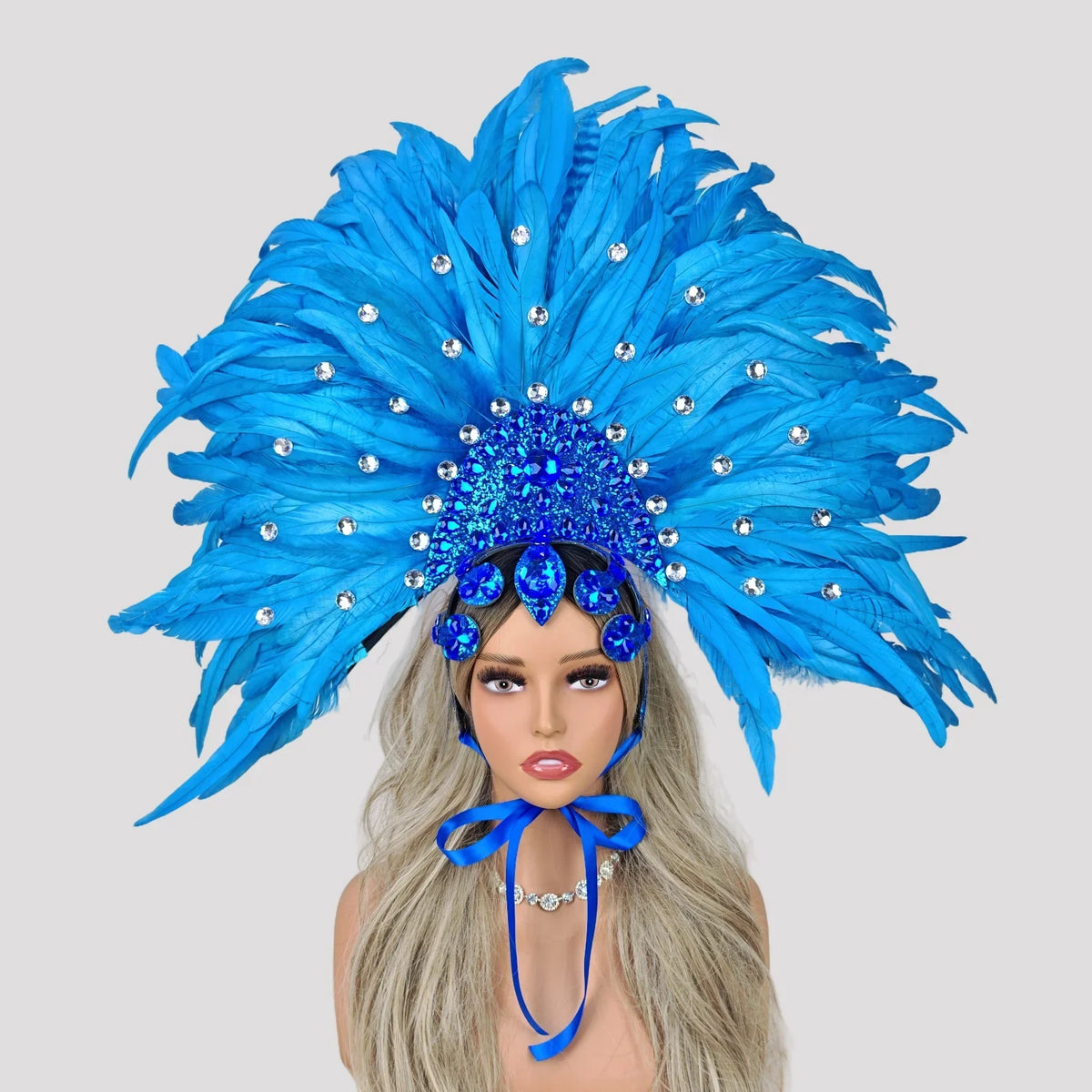 Caribbean Carnival Graduation Ball Feather Headdress & Stage Hair Accessory