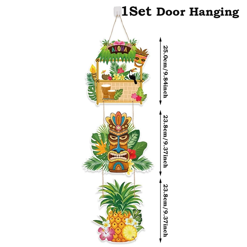 Hawaiian Party Paper Door Hanging Pendants Aloha Party Tropical Beach Party Banner Happy Summer Hawaii Birthday Party Supplies - Big Tim's Magic Emporium