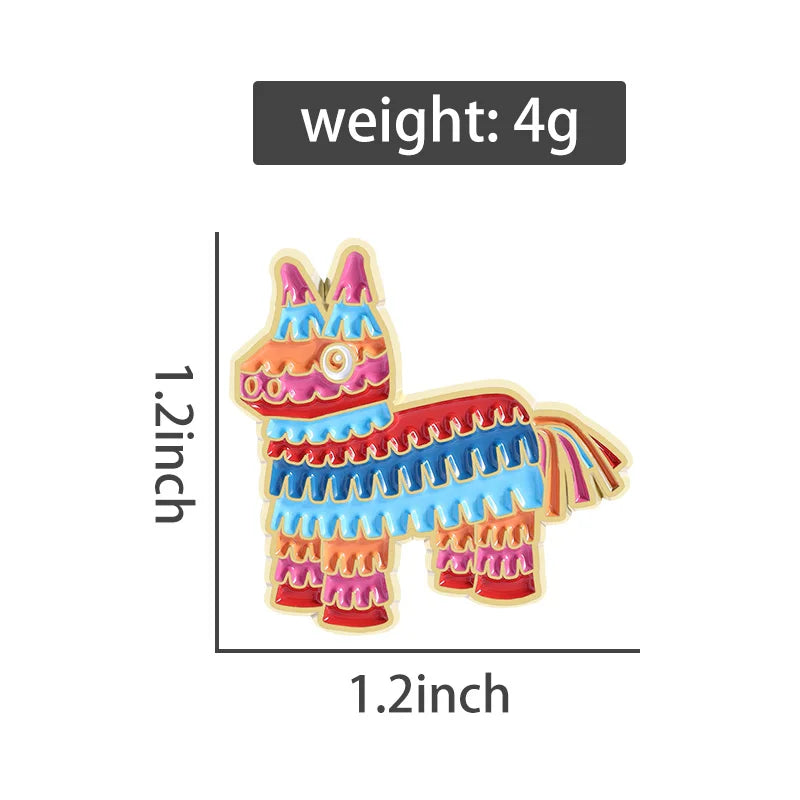 Creative Donkey Pinata Brooch Enamel Pins Funny Mexican Pinata Rainbow Donkey Brooches Backpack Lapel Badge Jewelry Gift Friends
