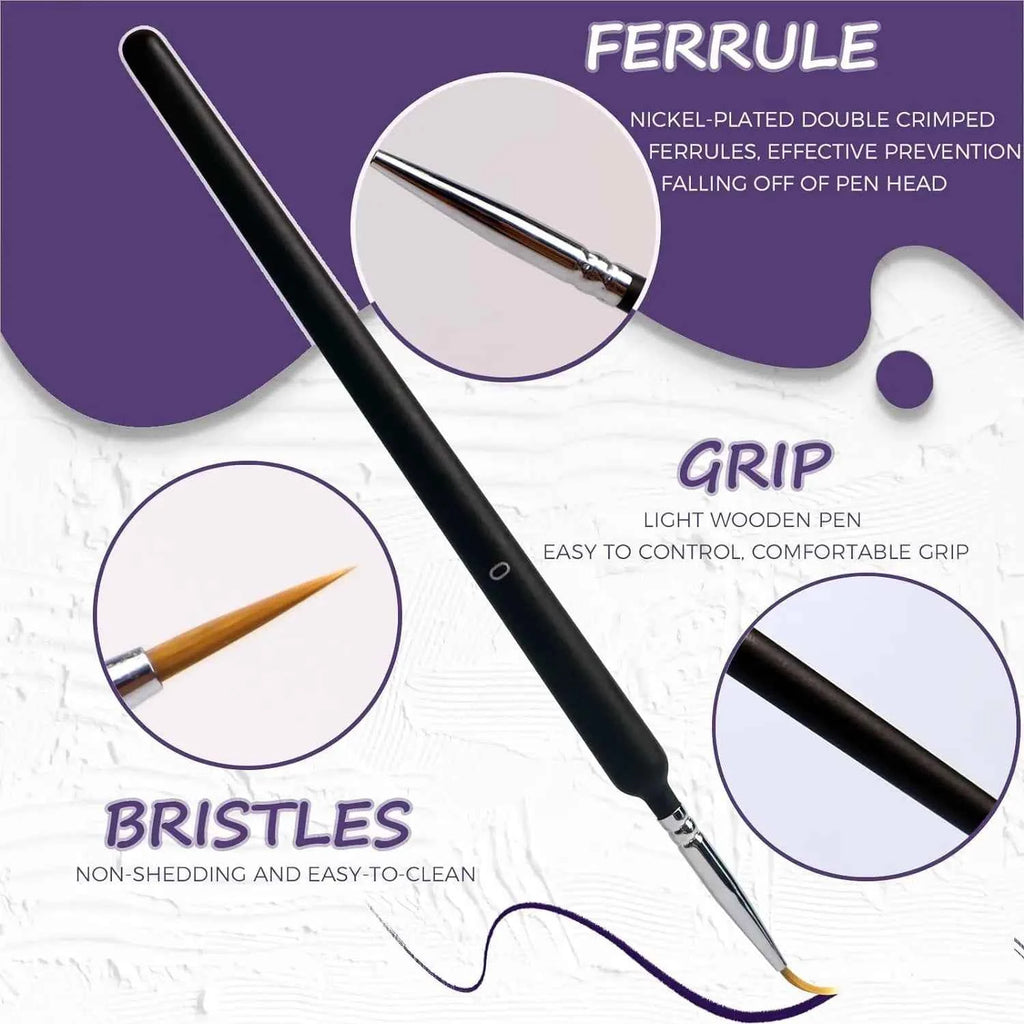 11 PCS Detail Paint Brush Set Miniature Fine Tip Paint Brush for Acrylic Painting, Watercolor, Face, Crafts, Line Drawing Artist