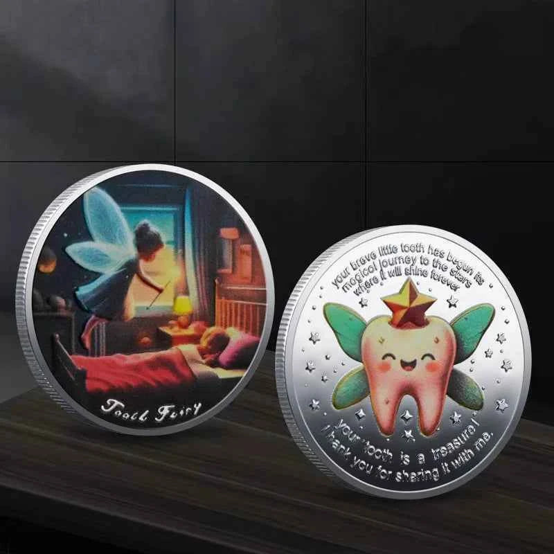 1pc Tooth Fairy Teeth Commemorative Coin Teeth Change Collectible Coin Medal Gifts for Kids Lucky Challenge Coin Party Gifts