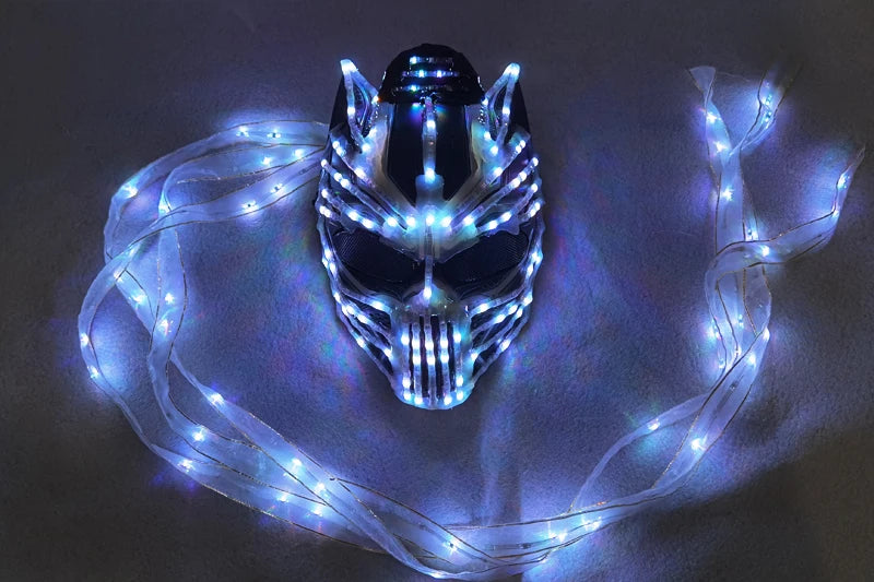 Female LED Helmet Monster Luminous Hat Light Illusion Cat Woman Black Panther Mask for Performance LED Robot Performance - Big Tim's Magic Emporium