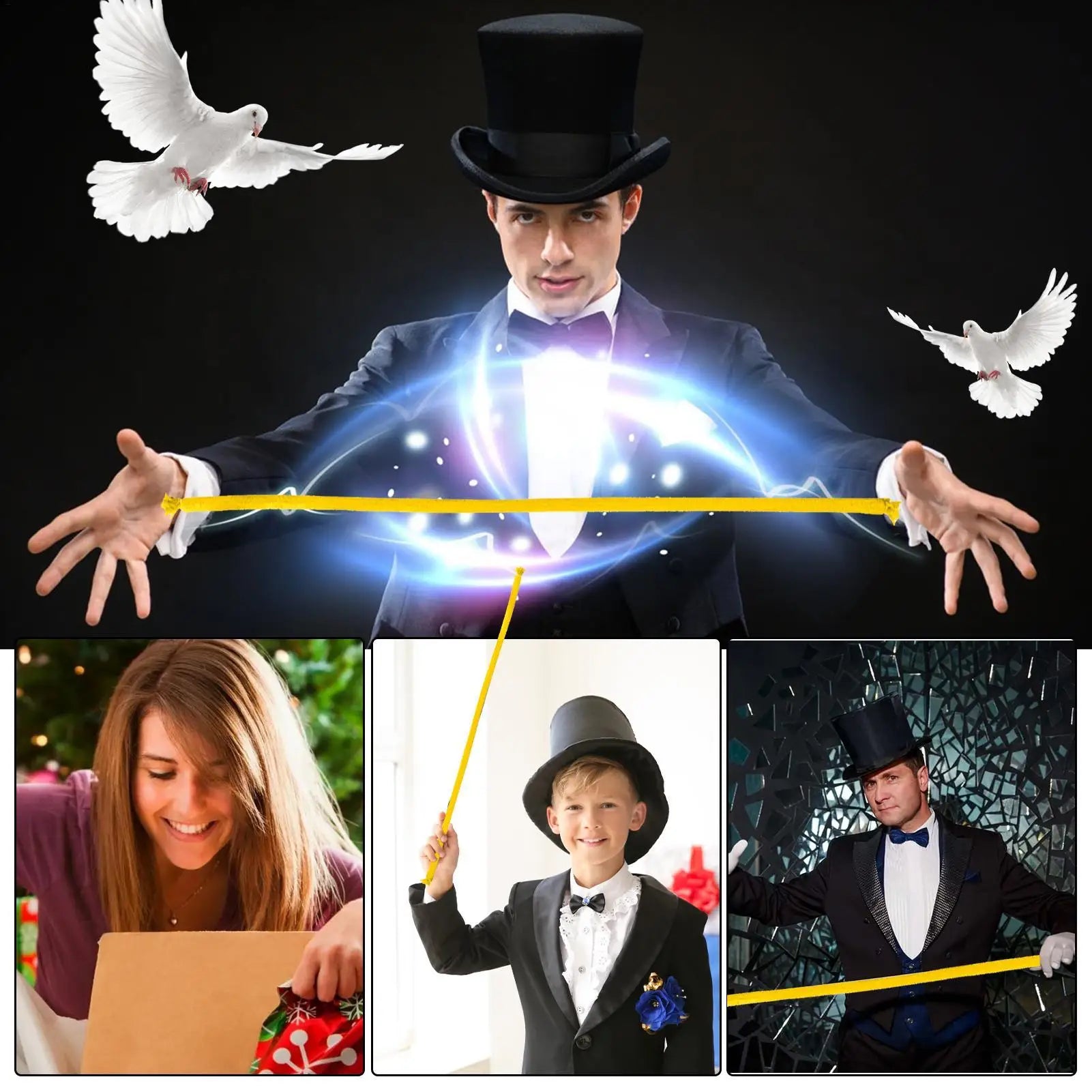 Magic Rope Optical Illusion Gimmick Tool for Tricks Creative Magic Tricks Funny Rope Easy to Do Magic Shows Magic Prop - Big Tim's Magic Emporium