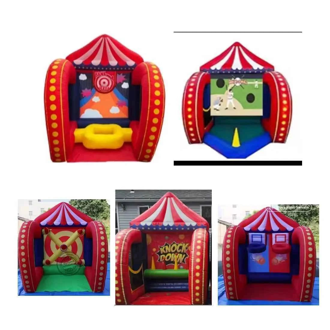 Free air shipping 5 in 1 Inflatable Carnival Bundle Games Soccer Dart Knock Down Ring Ross Game For Kids And Adults Party Game