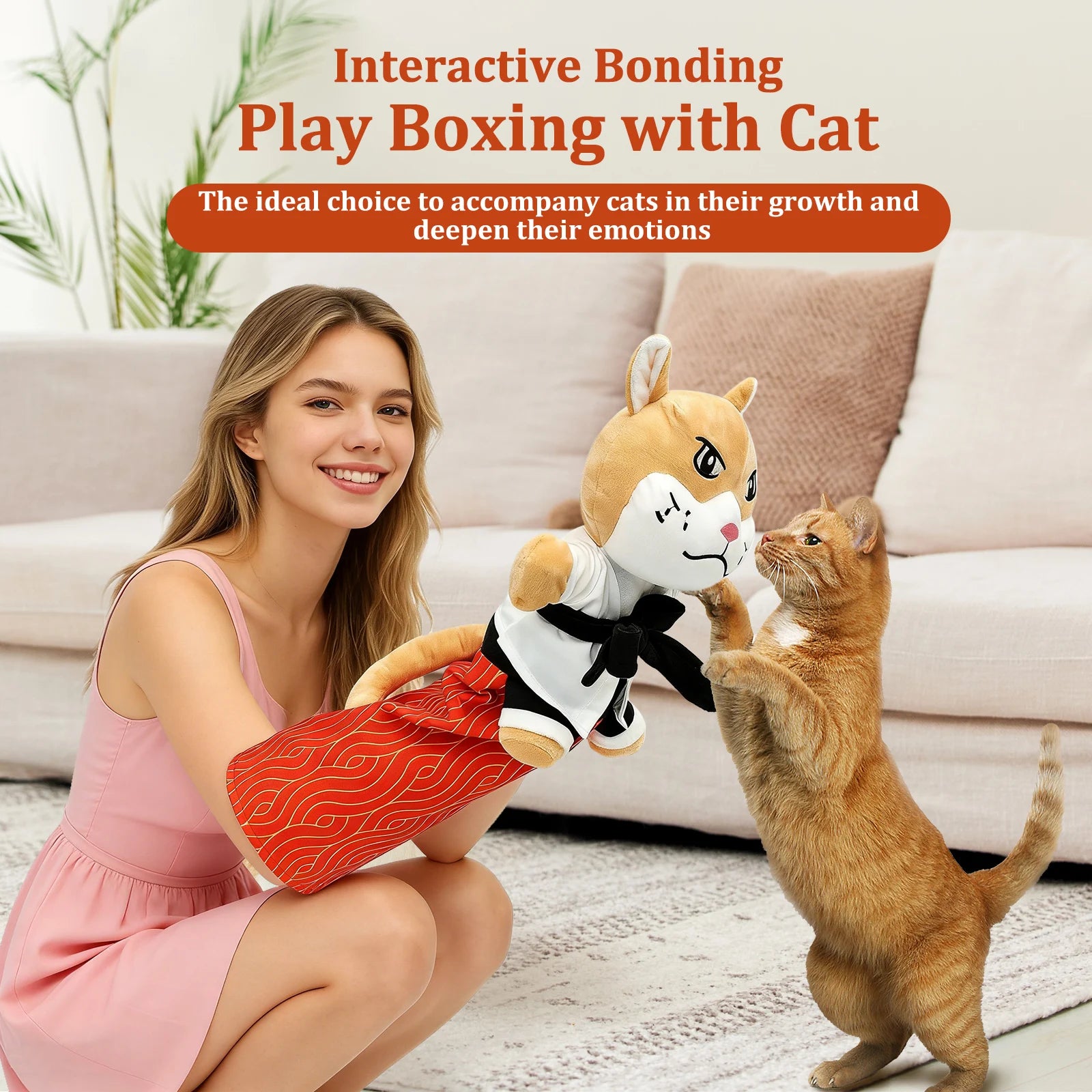 Karate Kitty Puppet Cat Wrestling Plush Play Glove Pet Interactive Dolls Fun Soft Cat Wrestling Boxing Glove Hand Puppets - Big Tim's Magic Emporium
