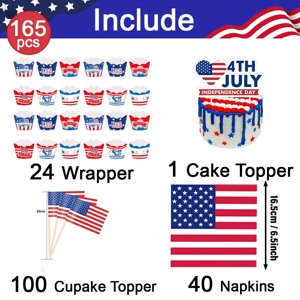 American Party Decorations Independence Day Supplies Banner Balloons Plates For USA 4th Of July Patriotic Theme Party Supplies