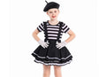 Girls Silent Actor Mime Artist Costume Funny Black White Clown Cosplay Dress for Halloween Carnival Party Outfits - Big Tim's Magic Emporium