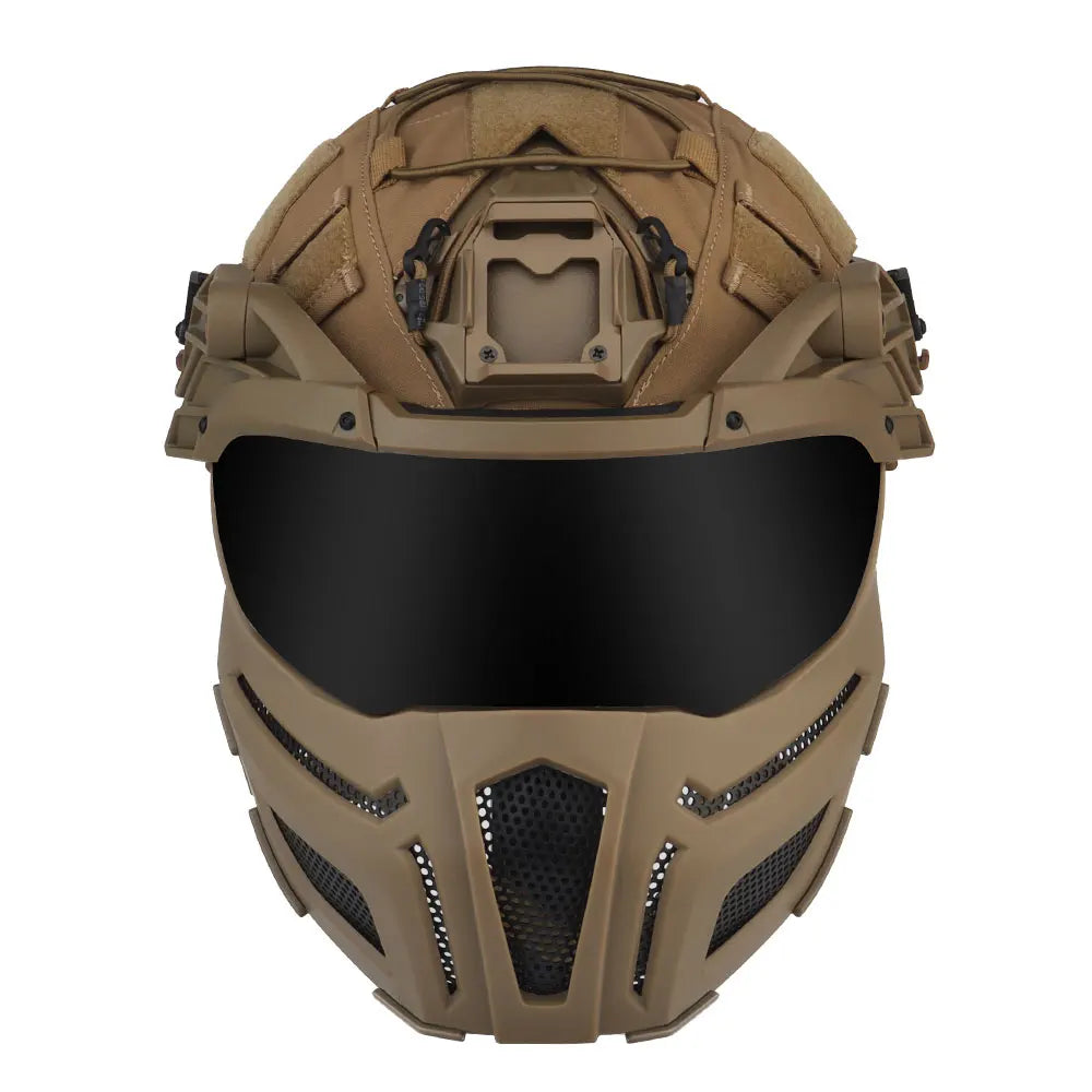 Tactical FAST Helmet Half Face Mask With Flip Goggles Black/Clear 2Pcs Lenses for Hunting Airsoft CS Game Paintball Mask Gear - Big Tim's Magic Emporium