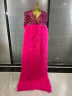 Women Cloak Sleeve Shining Sequins Mesh Ruffles Long Loose Dress Celebrate Performance Costumes Stage Wear
