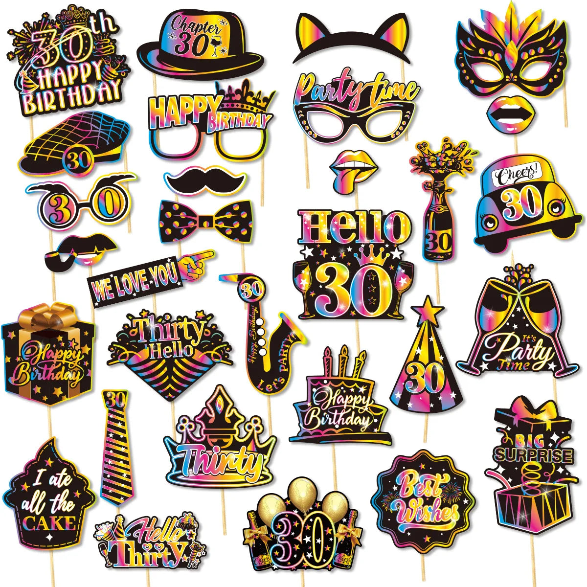 Birthday Party Decoration Photo Props 30 40 50 Birthday Party Glasses Decoration