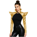 Metallic Shoulder Armor Shrug Crop Top & Sleeves Futuristic Pauldron Stage Costume