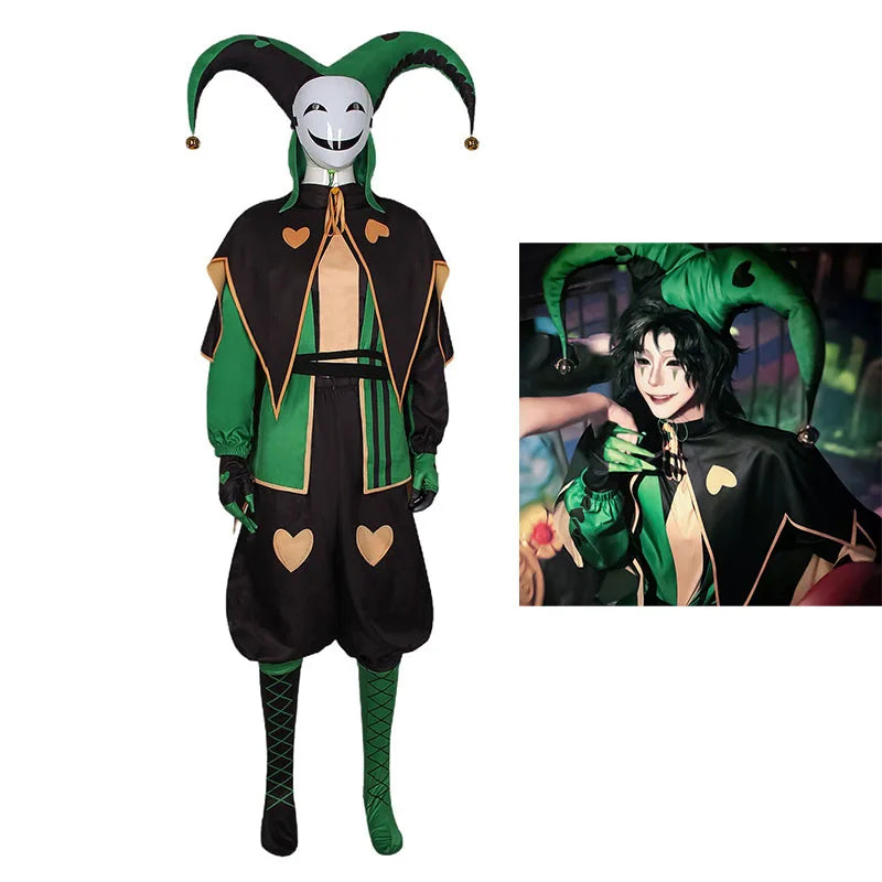 ‌Anime The Freak Circus Harlequin Cosplay Costume Adult Clown Top Pant Set Joker Uniform Halloween Costume Carnival for Adult