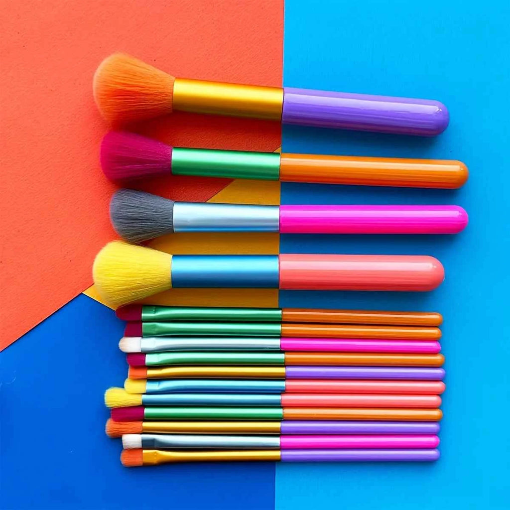 Makeup Brushes 15Pcs Colourful Makeup Brush Set Foundation Contour Blush Concealers Eye Shadow Blending Make Up Brush Kit