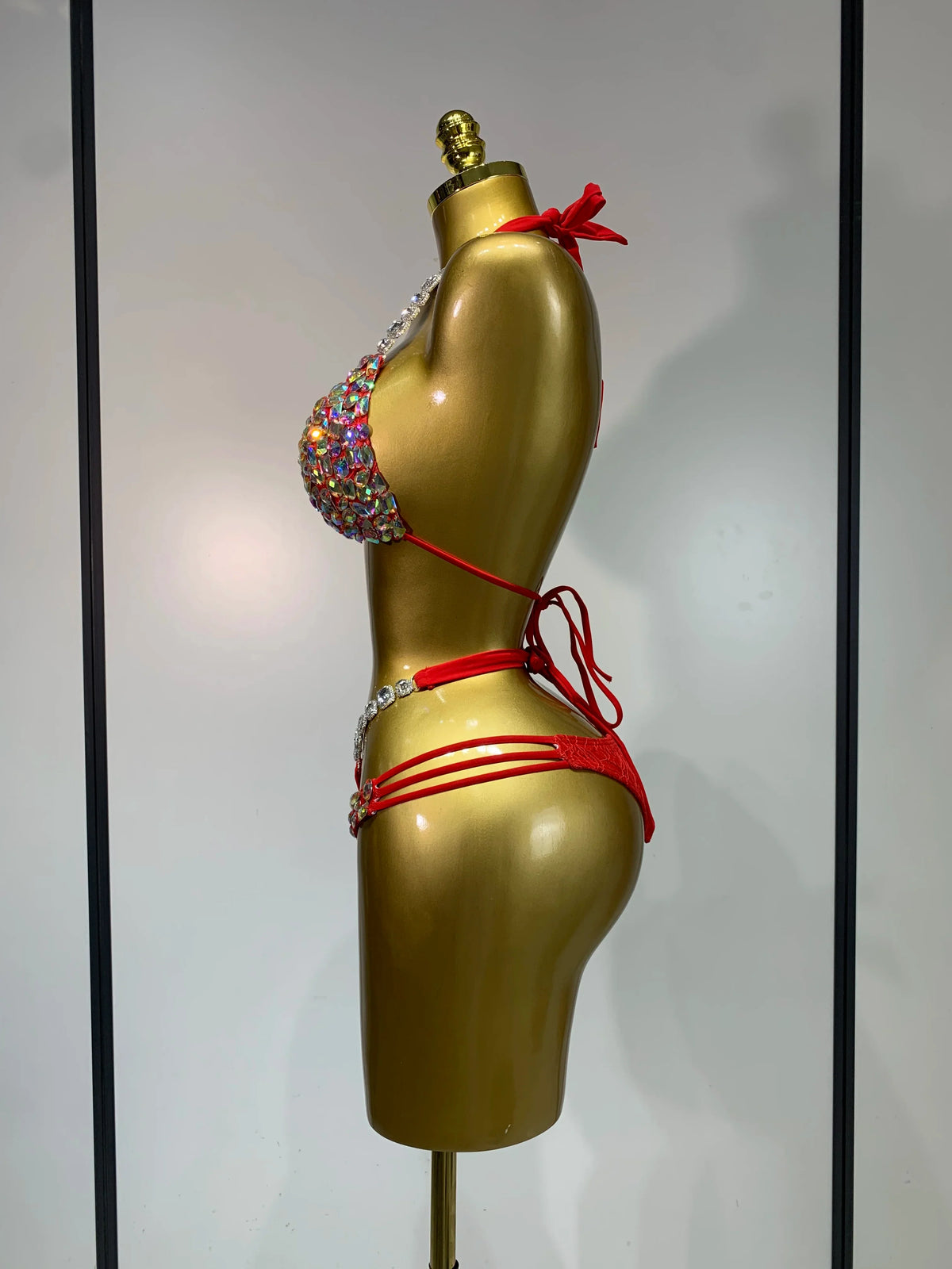 Crystal Diamond Bikini Two-Piece Set Sparkle Stage Performance Outfit