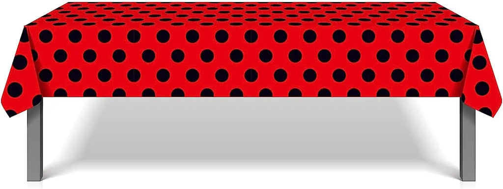 Ladybug Tablecover Party Pack Red Black Polka Dots Tablecloth 54 x 87 Inch Ladybug Party Western Themed Party Birthday Party - Big Tim's Magic Emporium