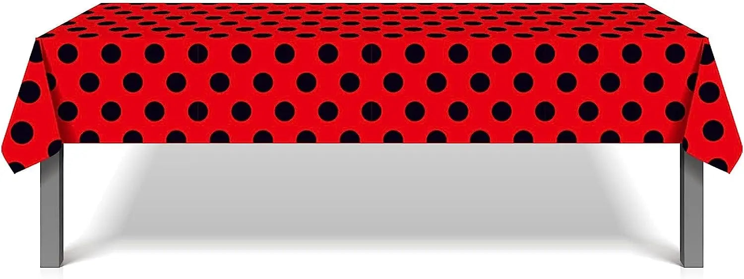 Ladybug Tablecover Party Pack Red Black Polka Dots Tablecloth 54 x 87 Inch Ladybug Party Western Themed Party Birthday Party - Big Tim's Magic Emporium