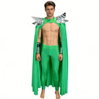 Futuristic Wing Shoulder Bodysuit & Trailing Cape Dance Performance Costume Set