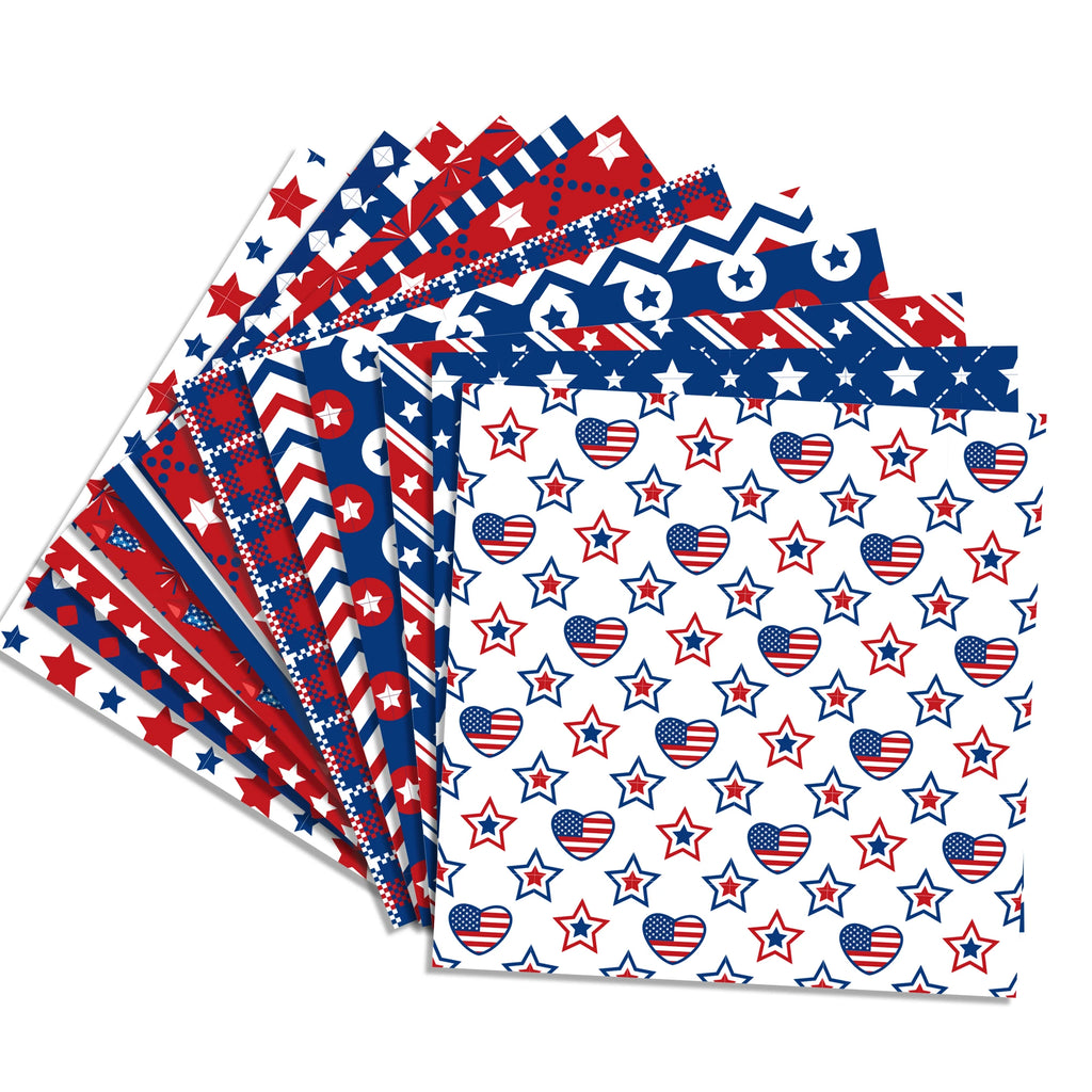 Blue USA July 4th Day Handbook Background DIY Scrapbook Paper and Washi Tape Material Background DIY Origami Decorative Paper