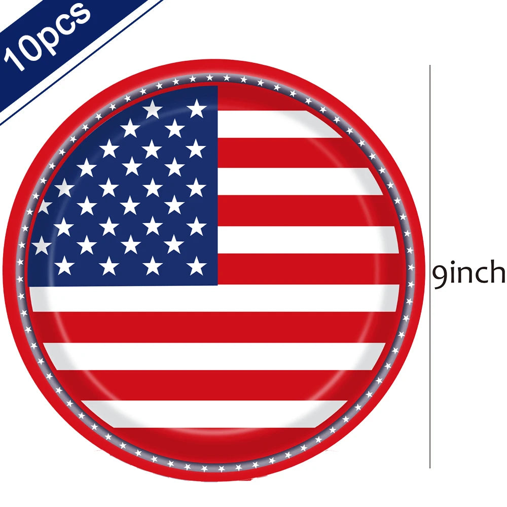 American Party Decorations Independence Day Supplies Banner Balloons Plates For USA 4th Of July Patriotic Theme Party Supplies