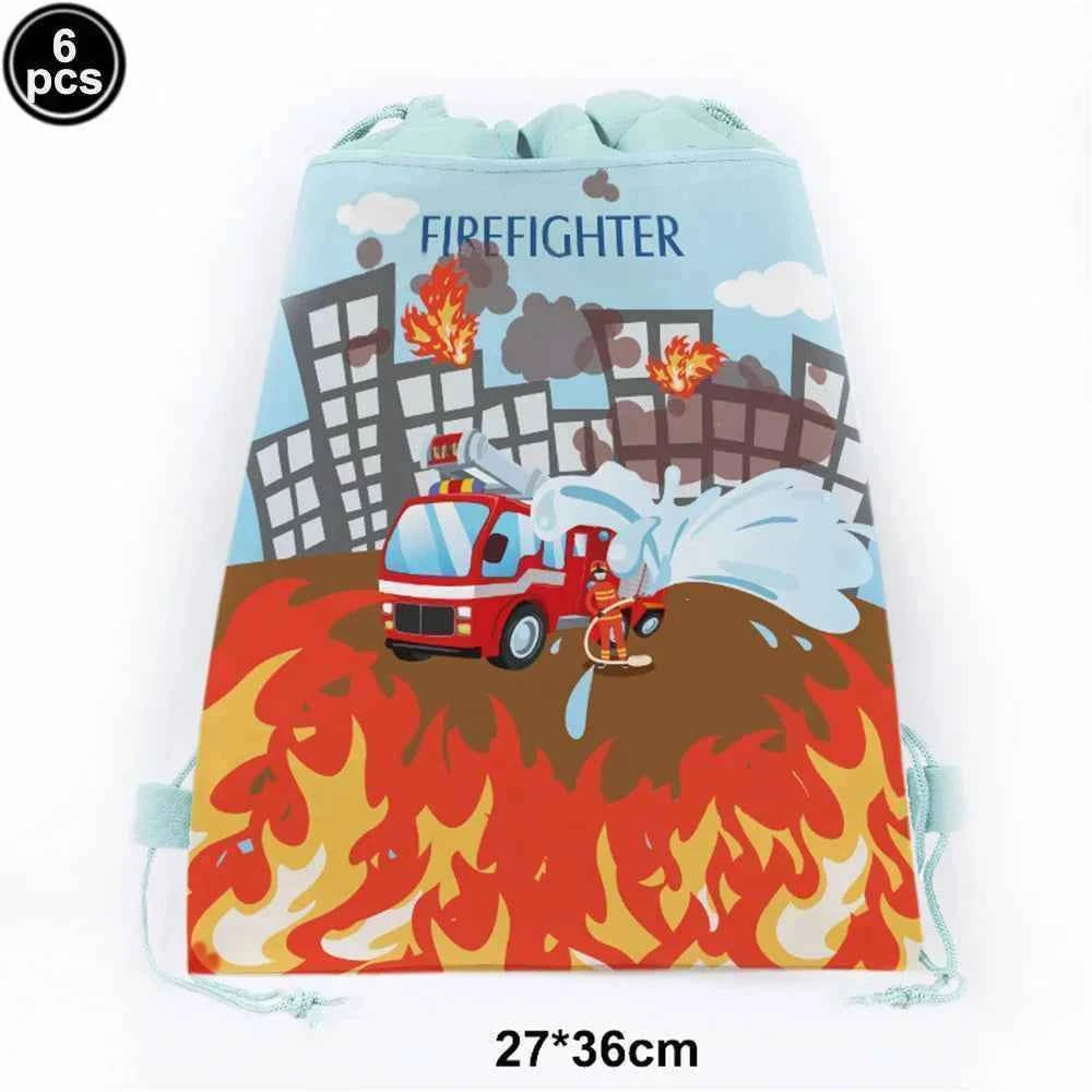 Fireman Birthday Party Supplies Firefighter Helmet Fire Hydrant Straws Cups with Lids Extinguisher Squirt Toys Fire Favors