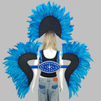 Carnival Elegant Ladies Feather Headdress Wings Two-Piece Role Play Catwalk Halloween Masquerade Carnival Party Suit