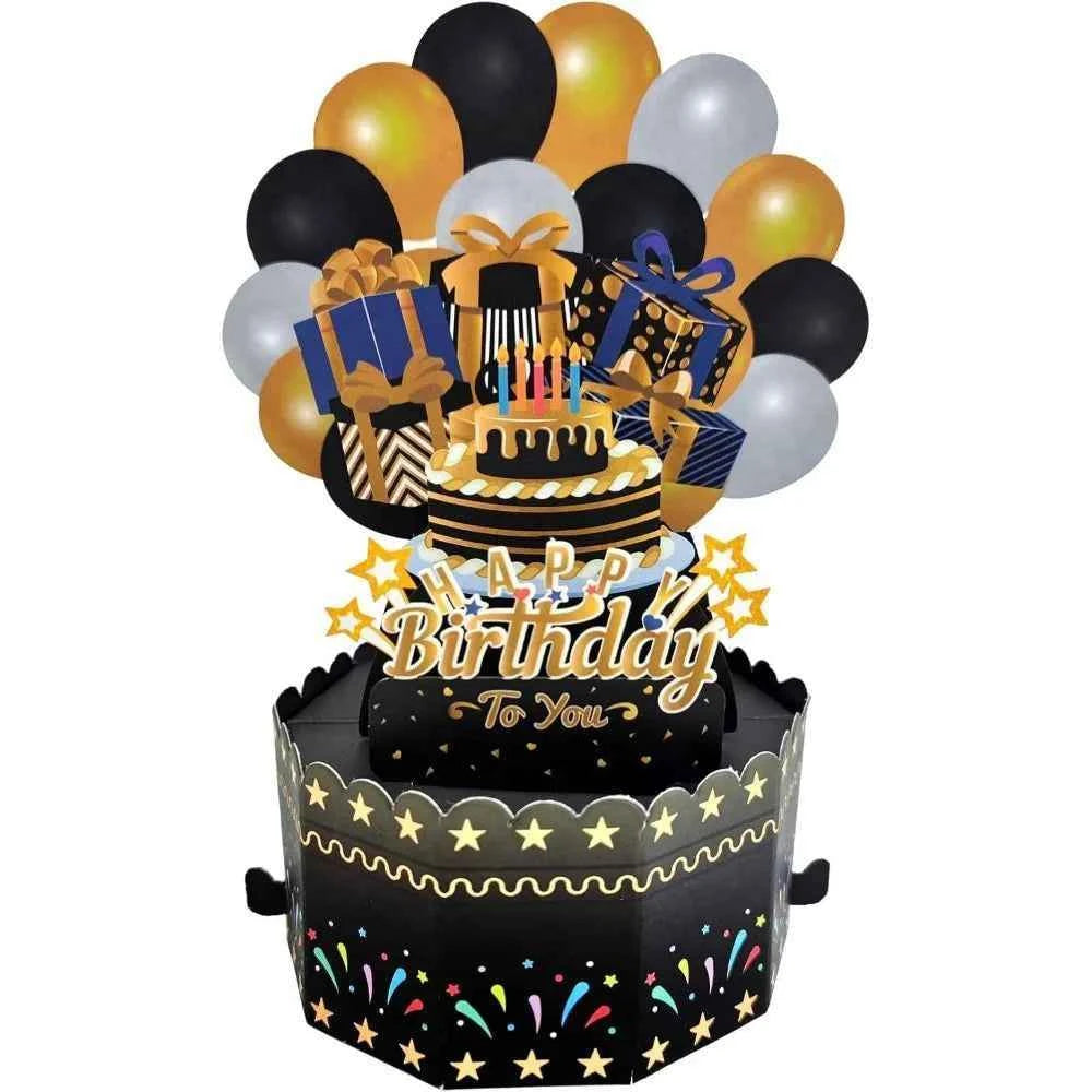 Happy Birthday Greeting Card With Envelope 3D Gift Box 18/30/40/50/60th Years Old Birthday Wishes Message Card Party Gift