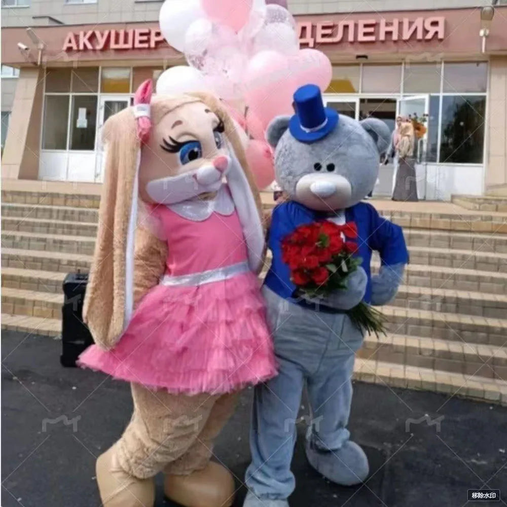 New Bear Mascot Costume Teddy Bear Easter Bunny Cartoon Doll Wedding Party Performance Costume Halloween Fancy Dress